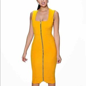 Boohoo Sia Square Neck ZipFront Midi Bodycon Dres